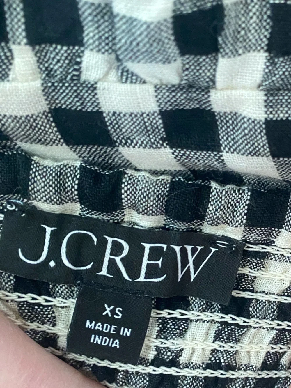 J.Crew 100% Linen Gingham Smocked Puff Sleeve Midi Dress XS